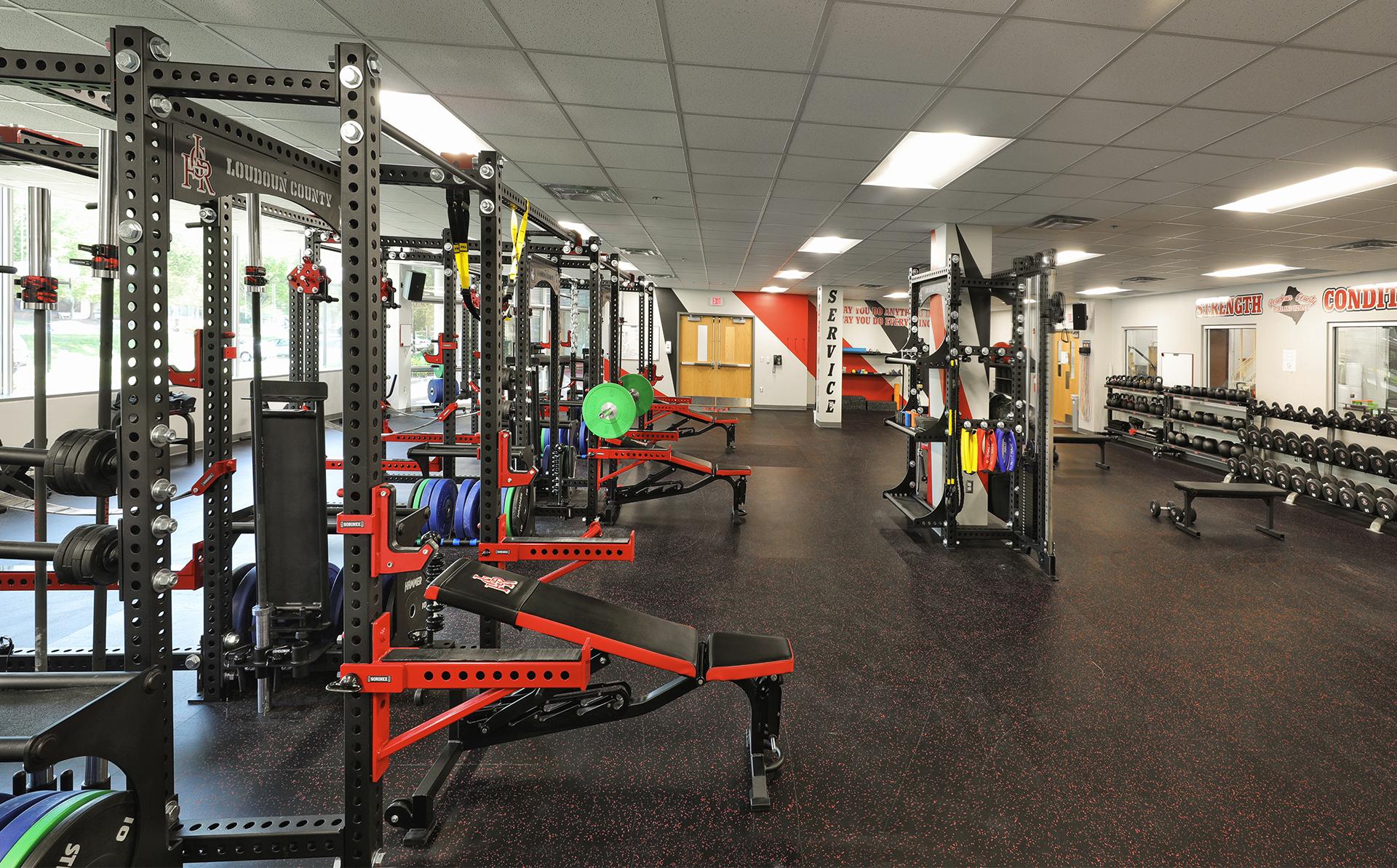 Firefighter training gym with weights and exercise equipment